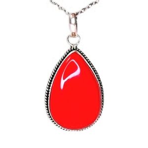 Boho Red Jasper Teardrop Pendant Necklace